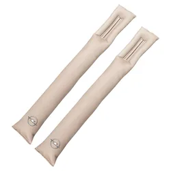 Premium PU Leather Car Seat Gap Filler - Soft Side Seam Plugs, Set of 2 (Beige)