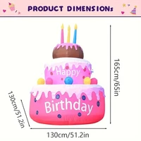 Inflatable Birthday Cake Outdoor Decorations with Candles LED Lighted Blow Up Happy Birthday Party Toys Home Garden Decorations 2