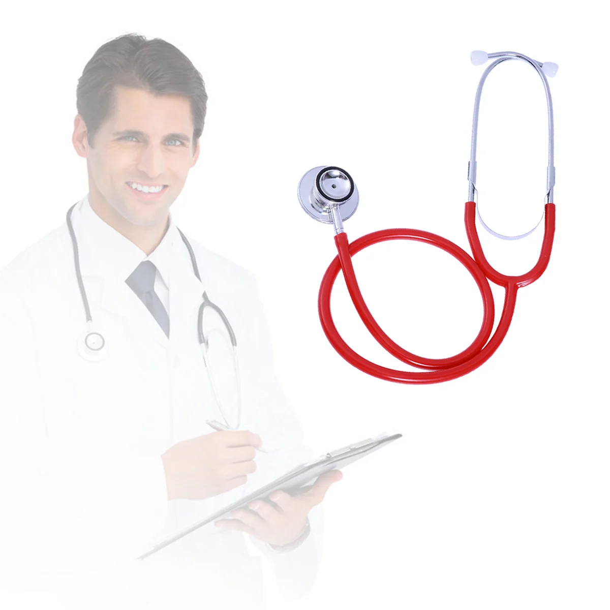 Portable Medical Stethoscope Dual Head Auscultation Device For Lung Examination Professional Grade Healthcare Equipment Red