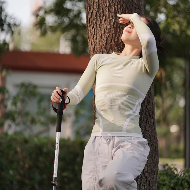 Set di lana autunno e inverno da donna all'aperto Set di pantaloni a compressione calda in lana funzionale termica per alpinismo da sci 3