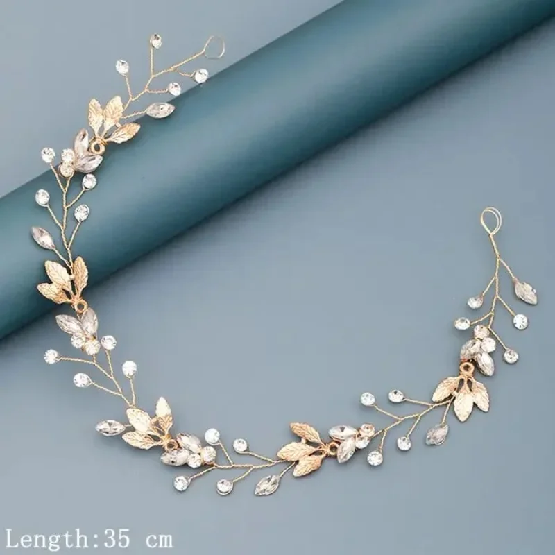 Pearl Rhinestone Flower Headband Wedding Hair Accessories For Women Bridal Headband Hair Jewelry Light Gold Wedding Accessories