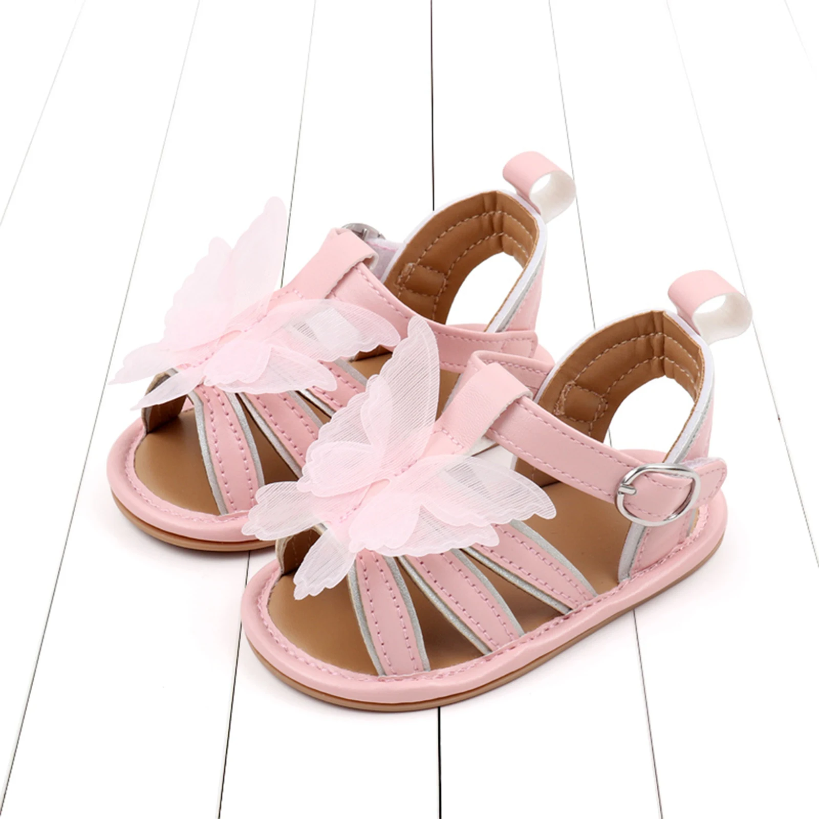 Baby Girls Sandals Summer Kids Beach Shoes Cute 3D Butterfly Flat Shoes Soft Non-slip Sole Toddler First Walker Prewalker