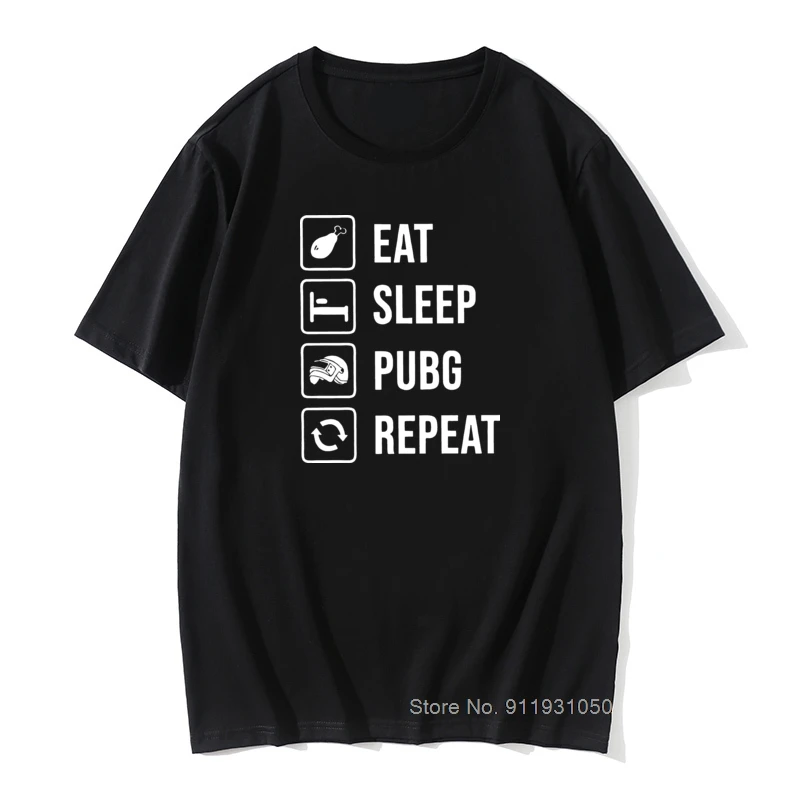 

Cool Eat Sleep PUBG Repeat T Shirt Winner Winner Chicken Dinner Short Sleeve Vintage 100% Cotton Tee Tees Tops Man