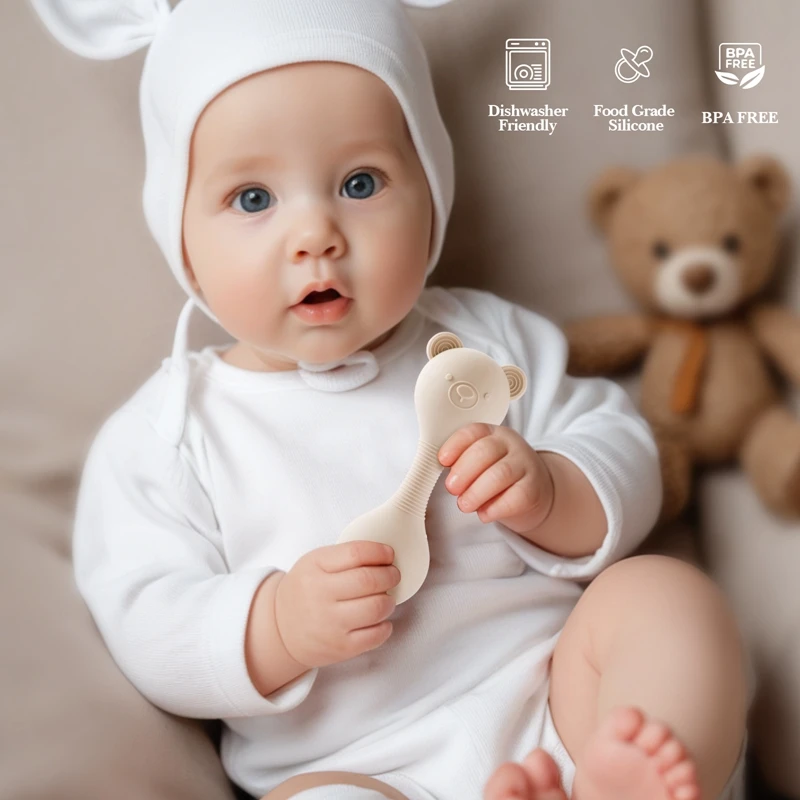 Baby Silicone Teether Toys BPA Free Silicone Cute Bear Nursing Teething Toys Food Grade Silicone Newborn Teether Toys Gift 4