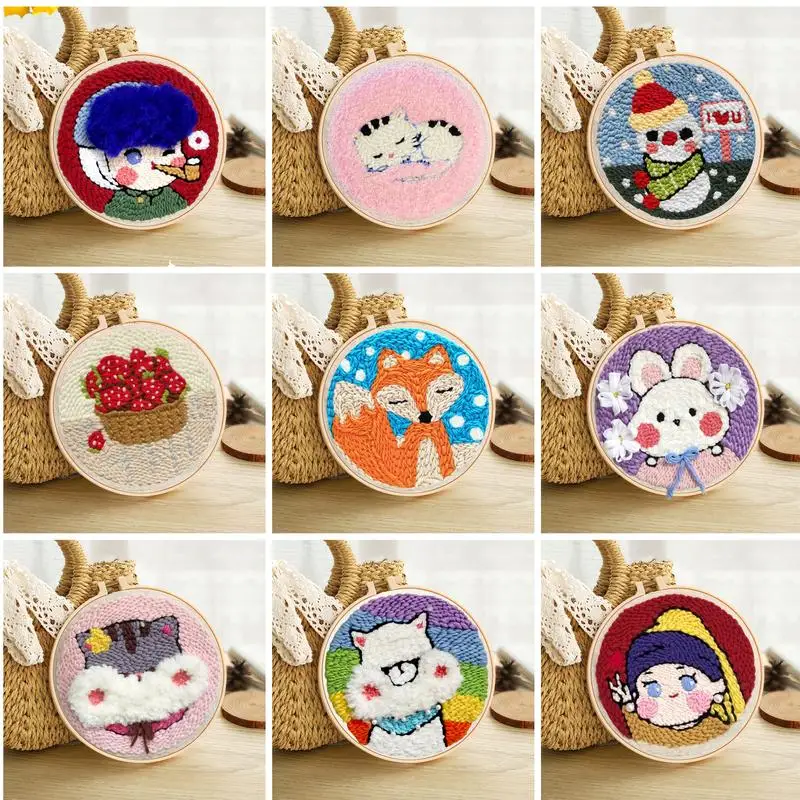 Gatyztory Punch Needle Kit Da Ricamo Con Filato Per Principianti Facile Ricamo Kit Da Lavoro In Lana Cucito Fai Da Te Per Donna Bambini Bambino