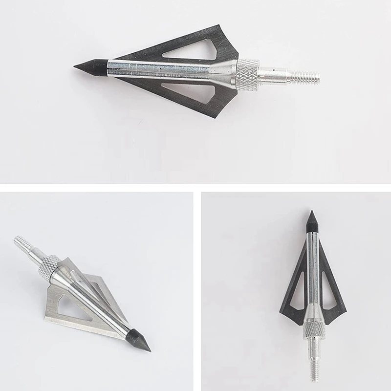 12 Pcs Metal Hunting Archery Broadheads 100 Grain 3 Blades Blades Arrowheads Compatible With Crossbow And Compound Bow 5