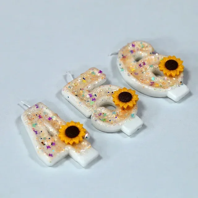 Topper de gâteau Chi Princesse Sweet, numéro 0-9, jaune, tournesol, anniversaire, ci-après les papillon, paillettes, décor, fournitures de cuisson, mode 2
