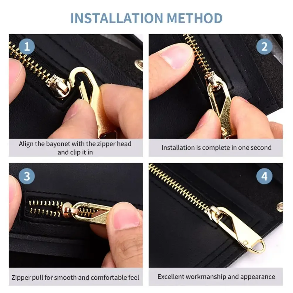 Universal Metal Zipper Pull Replacement Instant Repair Kit Detachable Luggage Purses Clothing Zipper Slider Puller Tools 2/5Pcs