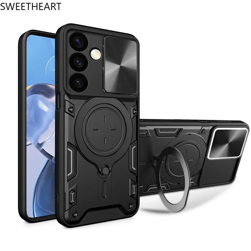 Magnetic Adsorption Armor Metal Ring Case For Samsung Galaxy S24 S23 S22 S21 S20 Ultra S24 S23 Plus S23FE Incoming Call Flashing_voghion.com