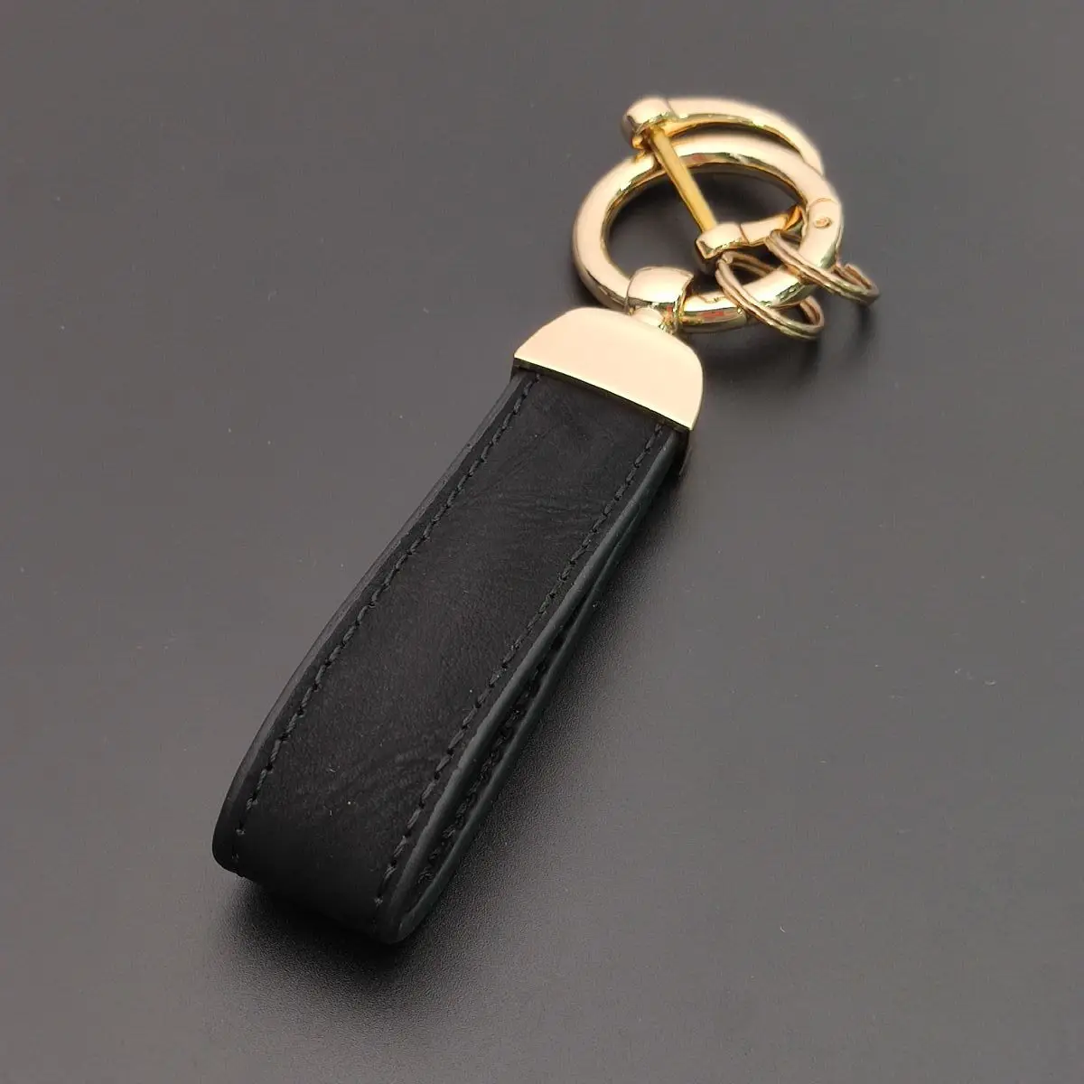 Personalized Crazy Horse Leather Car Ornament Keychain Pendant Charm Gift