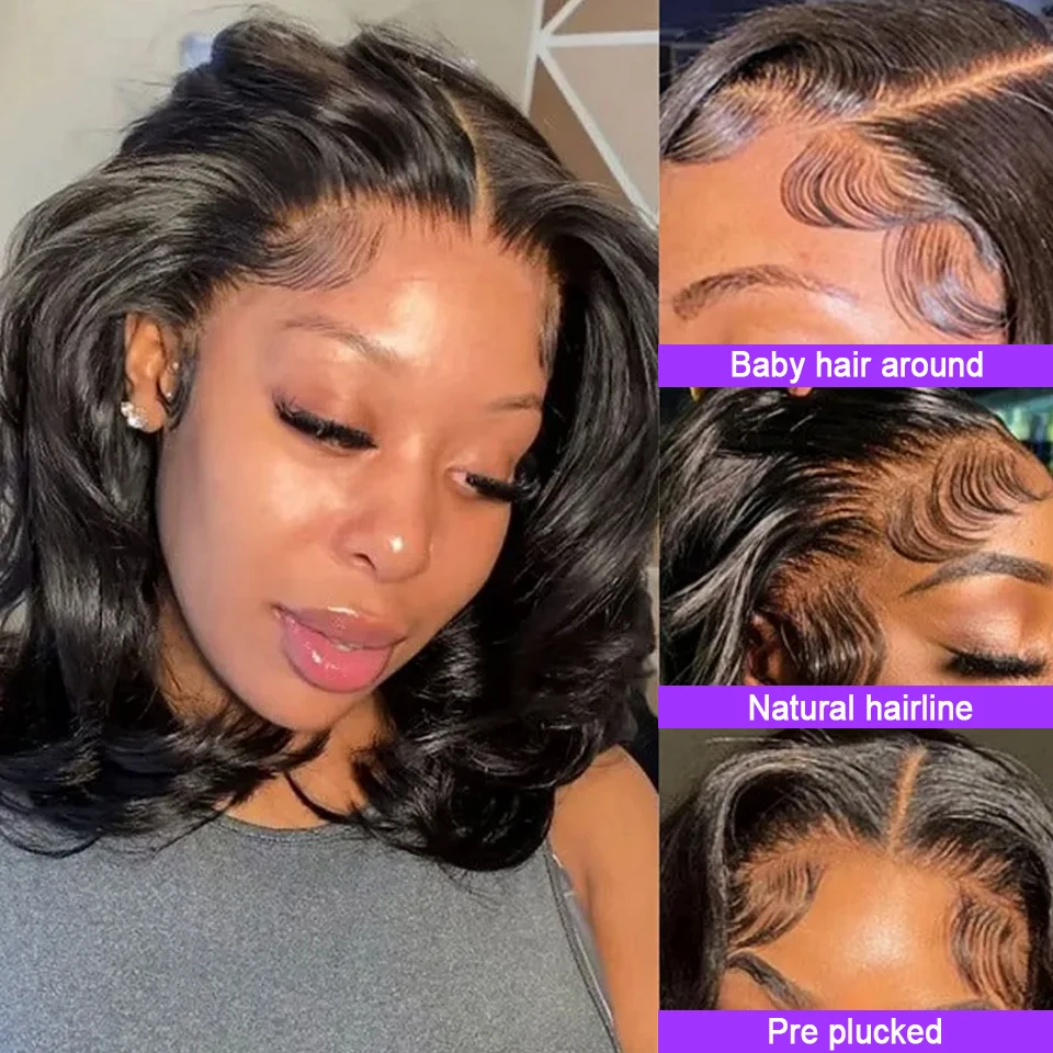 Short Bob Wigs Human Hair Loose Wave 13x4 Body Wave Lace Frontal Wig Vietnamese Virgin Human Hair Wigs For Women Preplucked 200% 4