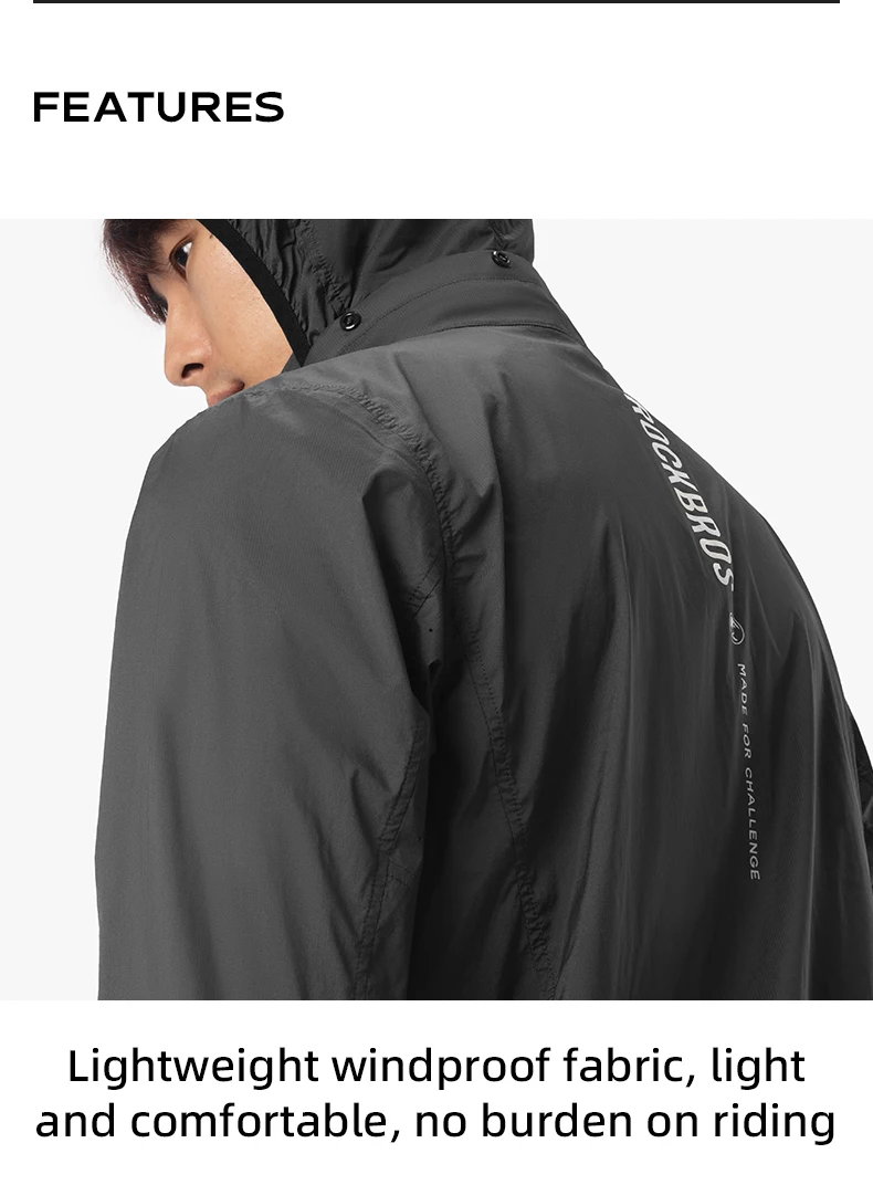 ROCKBROS ROAD TO SKY Fahrrad-Windjacke leichter atmungsaktiver Kapuzenpullover winddichter Fahrradmantel Kapuzenjacke Herren-Fahrradbekleidung – Detail 3