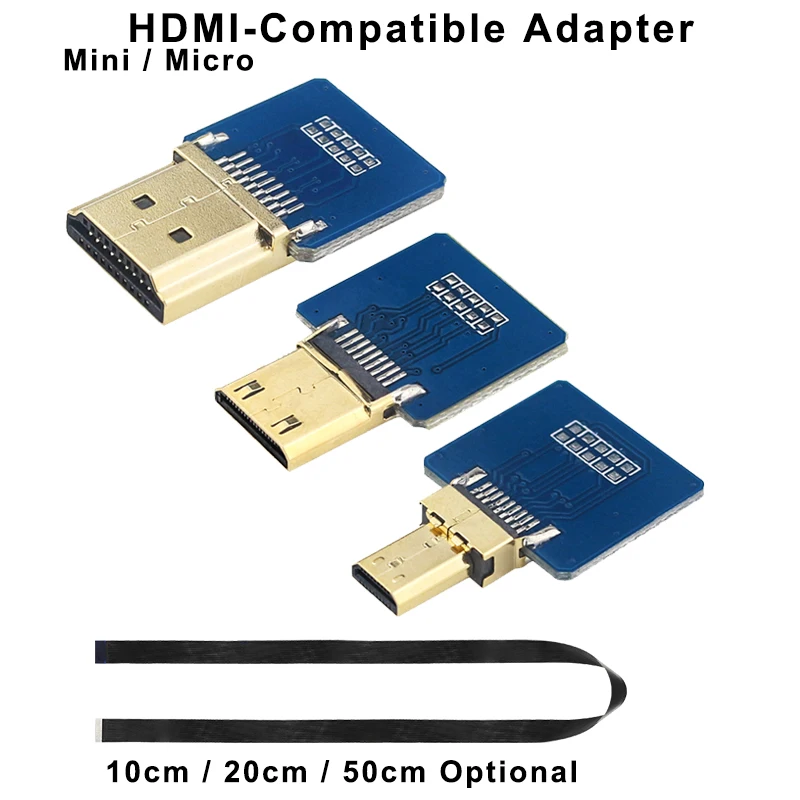 Cinta de FPV, Cable plano Flexible Compatible con HDMI, Raspberry Pi 4,  Micro HDMI a HDMI/