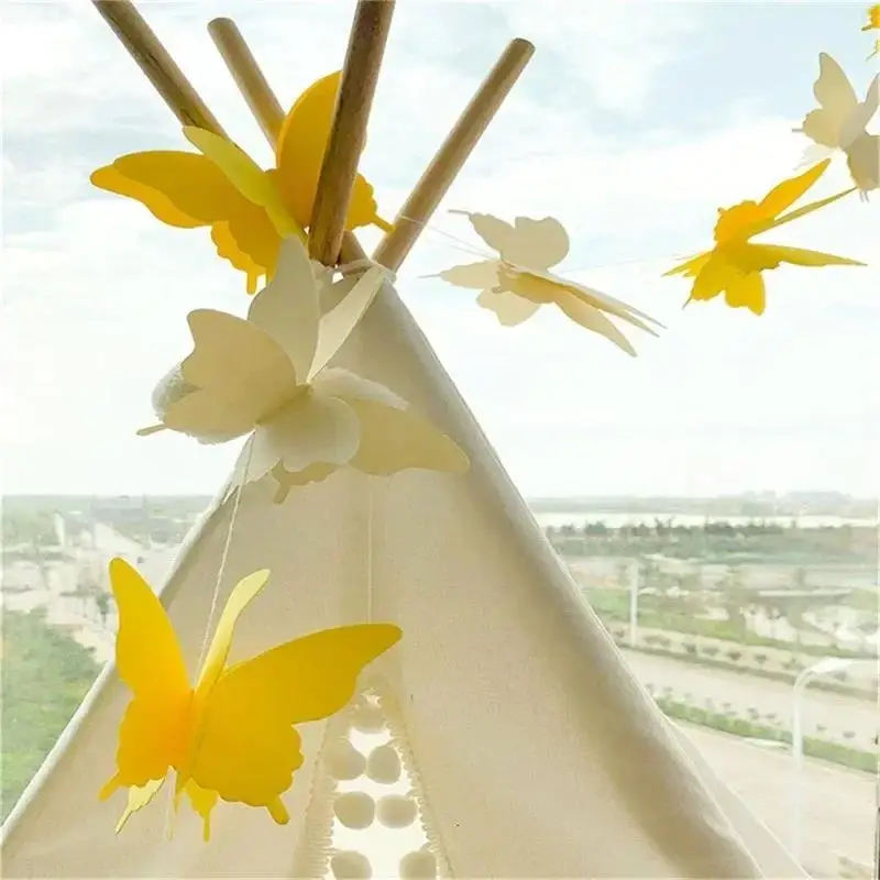 Papier-Schmetterlingskranz zum Aufhängen, Hochzeits- und Geburtstagsdekoration, DIY-Schmetterlingsbanner, Babyparty-Zubehör, 1 Schnur – Detail 10