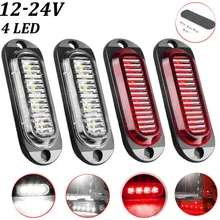

4pcs Truck Trailer Side Marker Indicators Light Car 12V 24V White Red 4 LED Lights Warning Lamp Car Accessories