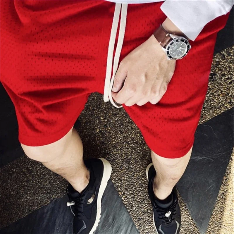 Men's Running Sport Casual Beach Shorts Gym Fitness Bodybuilding Training Shorts Loose Mesh Breathable Quick Dry Short Pants