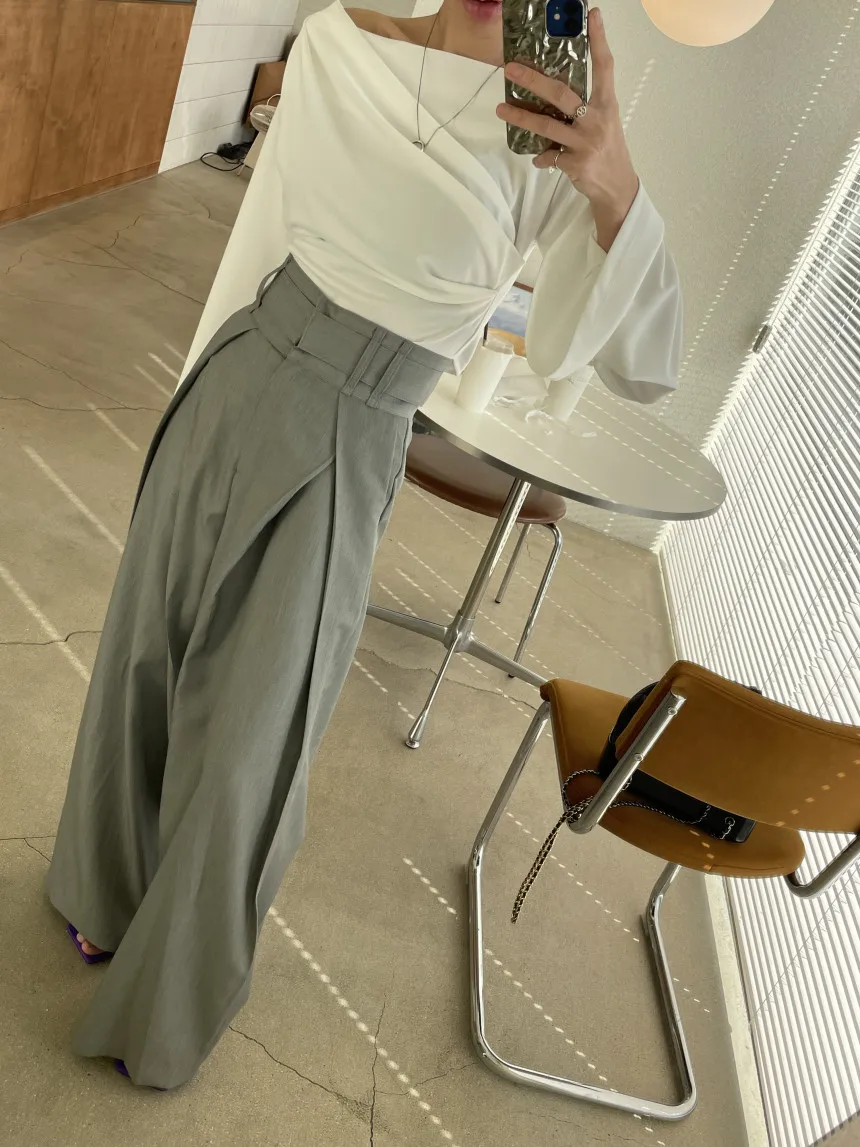 Women Long Pants Wide Leg Pant Solid Casual Regular Loose Simple Elegant Splice Tight High Waist Capris Autumn Trousers
