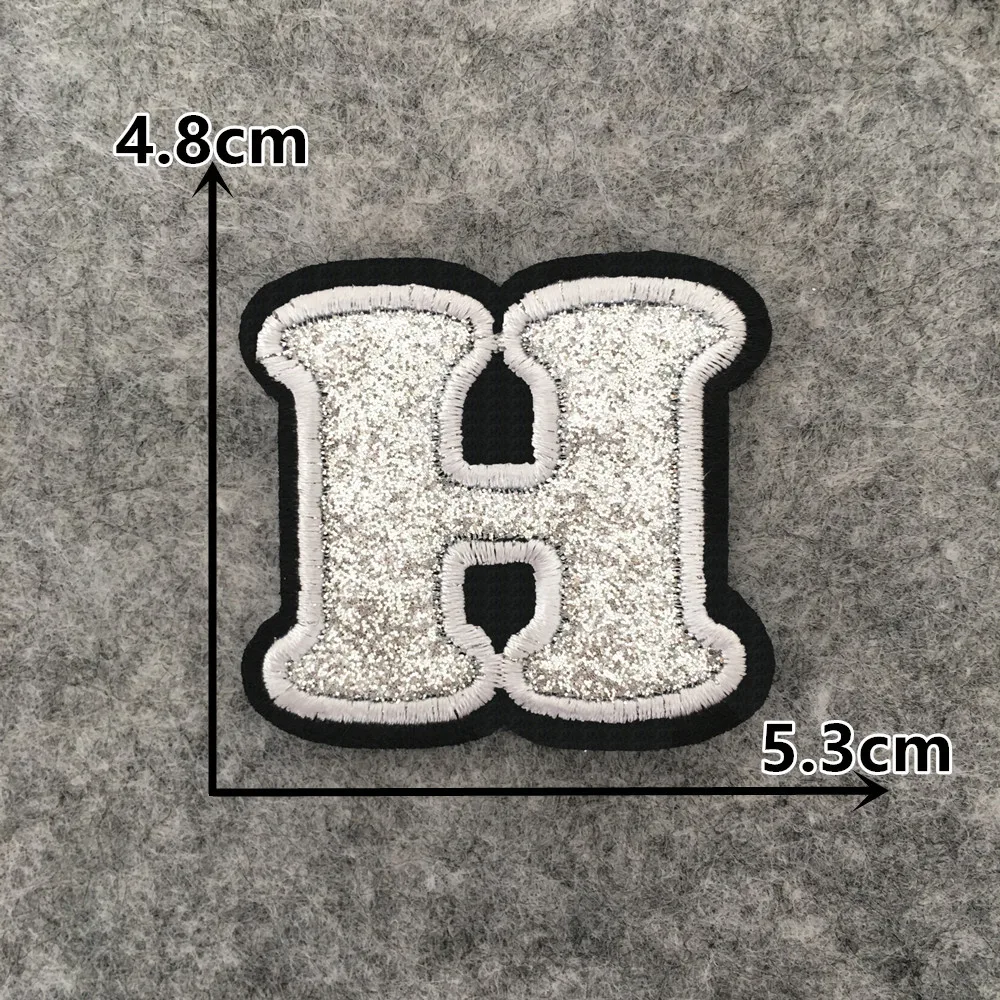 English Silver Letters Embroidery Iron-On Patches - Hot-Melt Adhesive DIY Clothing Embellishments (Set of 26)