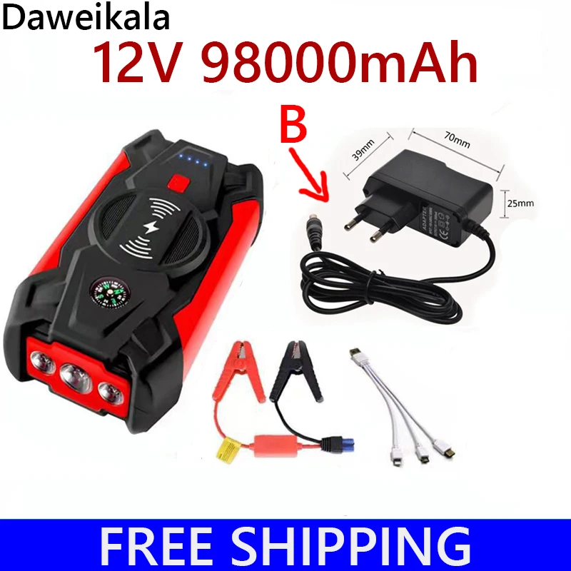

new12V98000mAh Car Jump Starter Power Bank Portable Car Battery Booster Charger 12V Starting Device Diesel Car Starter 18650 USB