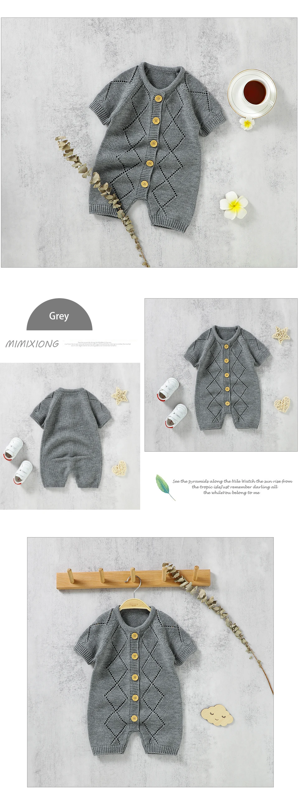 Baby Rompers Summer Newborn Boys Girls Knit Jumpsuits Short Sleeve Infant Netural Sunsuits Outfits One Piece Toddler Wear Baby Jumpsuit Cotton 