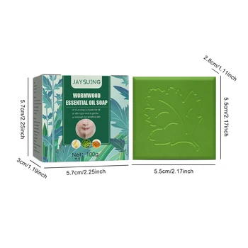 Facial Cleansing Bar Gentle Wormwood Face Wash Bar Soap Natural Herb Bar Soap Wormwood Soap Bar For Face & Body Cleaning 6