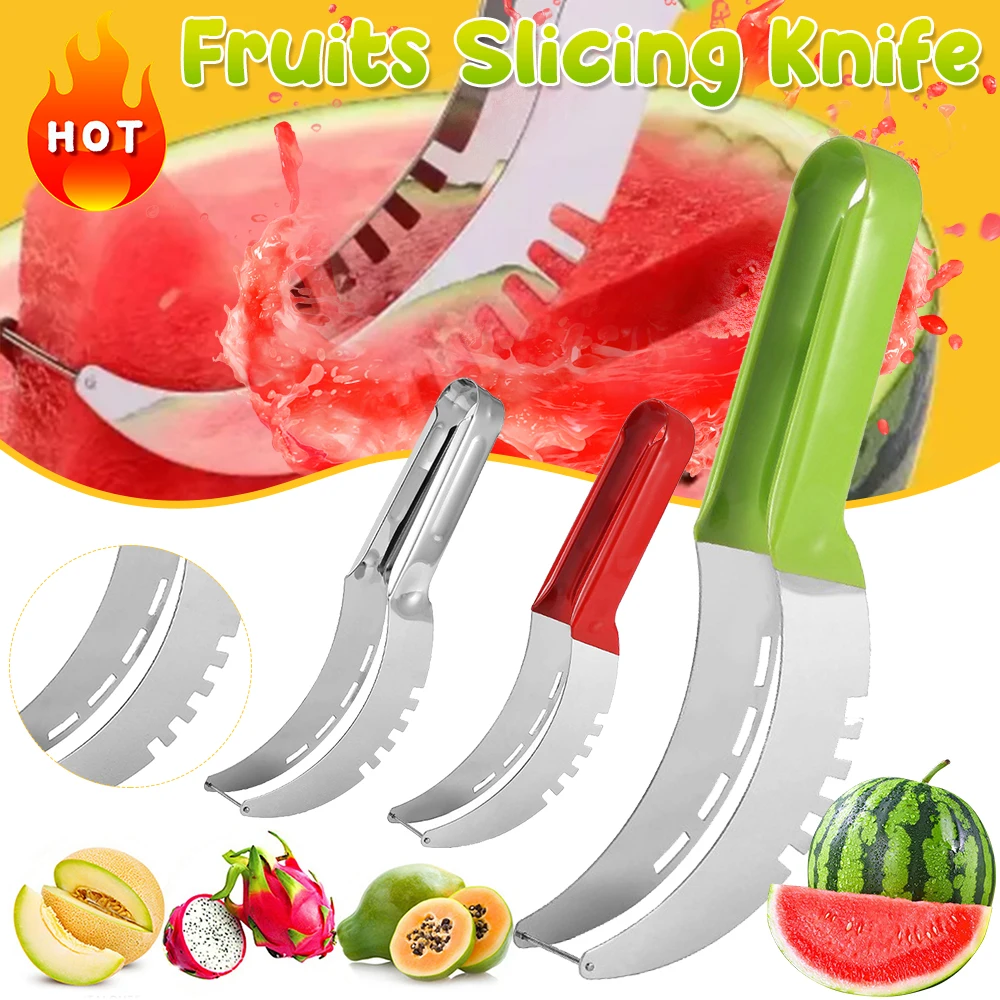 Stainless Steel Watermelon Slicer Cutter Knife with Non-Slip Handle Fruit Slicer Cutter Kitchen Gadgets for Pineapple Cantaloupe 1