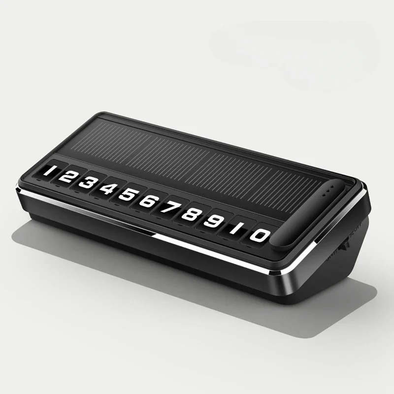 Solar LED Car Phone Number Plate with Hidden Temporary Parking Card and Multiple Number Display