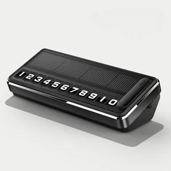 Solar LED Car Phone Number Plate with Hidden Temporary Parking Card and Multiple Number Display (Black)