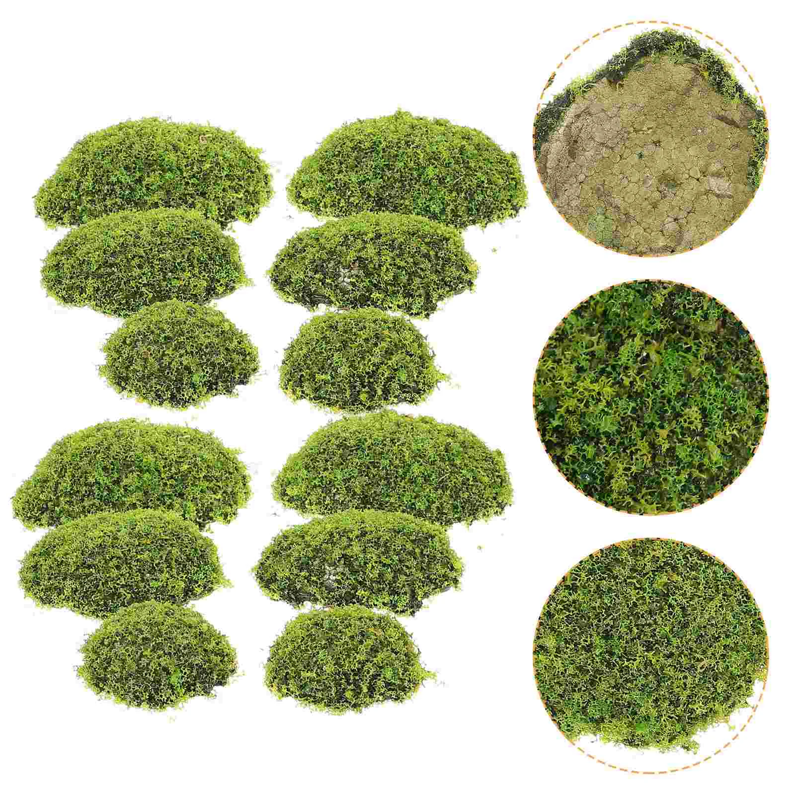 12 Pcs Plant Decor Office Micro Landscape Stone Decorations Ornamento Artificiale False Moss Bonsai Fai Da Te Faux Mossy