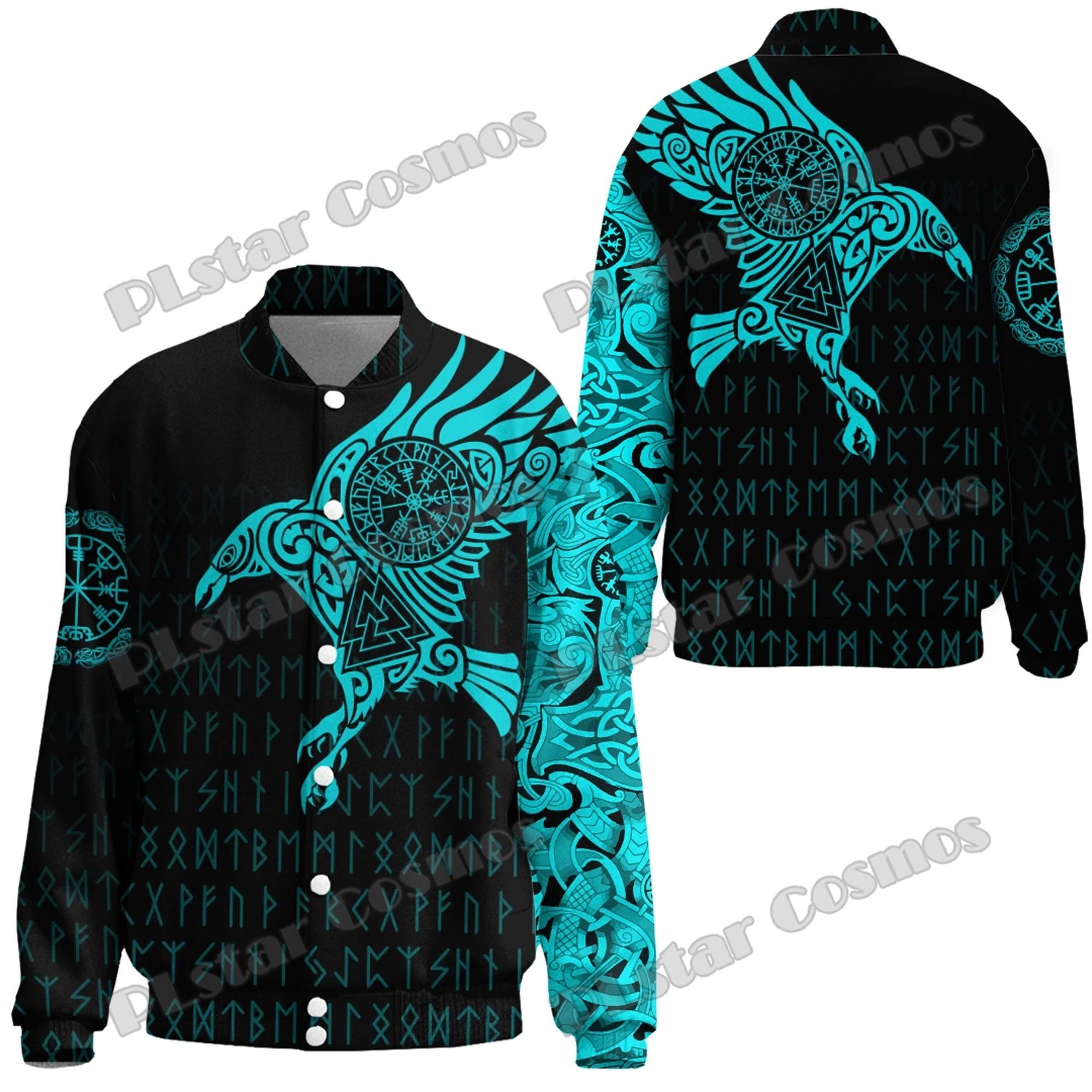 The Raven Of Odin Tattoo Red 3D Printed Fashion Men's Thicken Stand-Collar Jacket Unisex Casual Winter Baseball Jacket FX45