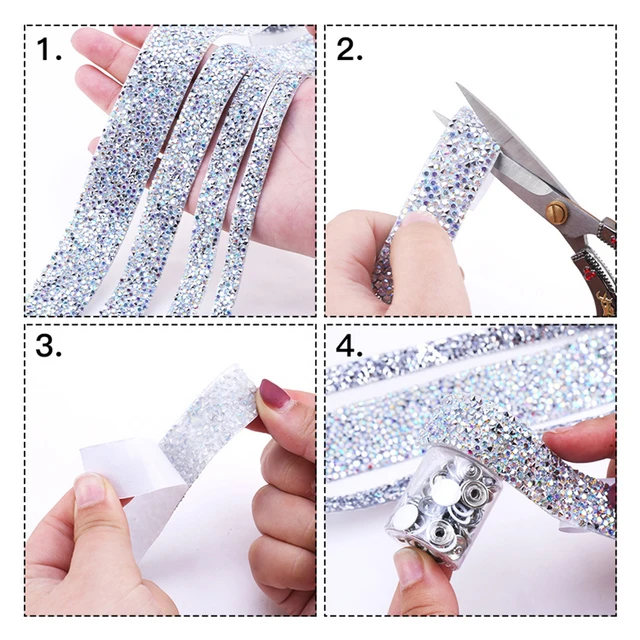 10/15/20/30mm 1 Yard Sewing Crystal Resin Self-adhesive Rhinestone Tape  Trim For Appliques Gift Box Clothes Photo Frame Decor - AliExpress