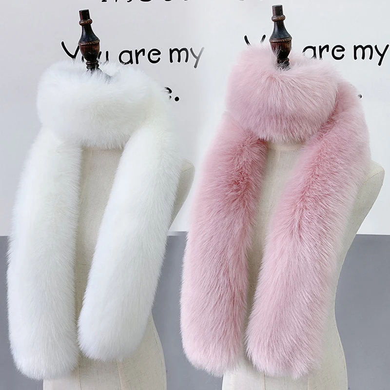 Long Faux Fur Scarf For Women Winter Furry Fur Collar Shawl Ladies Warm Neck Warmers Shawl Decor Plush Shawl Wrap Scarf