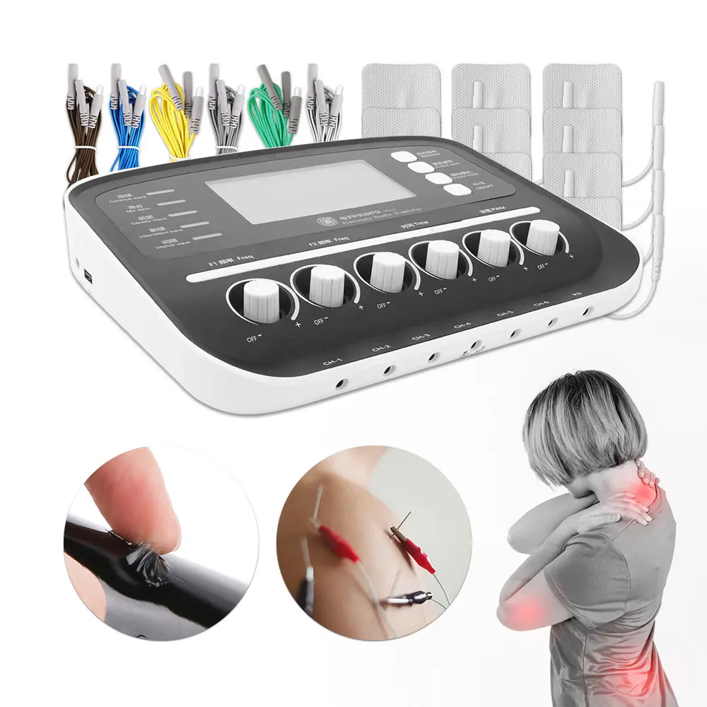 

Body Massager 6 Output Channel Physiotherapy TENS Electric Muscle Stimulator Relax Electroacupuncture Patch Massage Machine