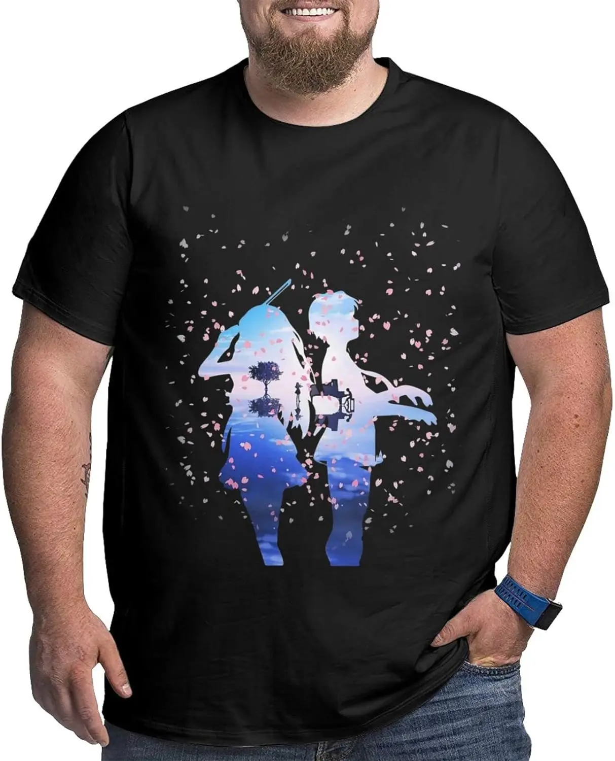 

Футболка для мальчиков большого размера с аниме, футболка с круглым вырезом и коротким рукавом с тихим голосом, футболки на заказ