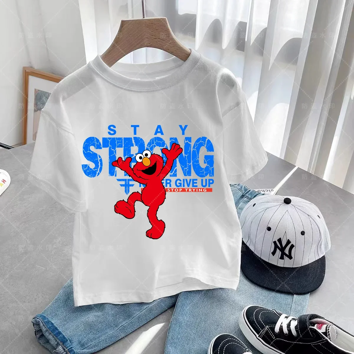 어린이용 엘모 쿠키 몬스터 티셔츠, 반팔, 멀티 컬러 티셔츠, 패션 티셔츠, 디..