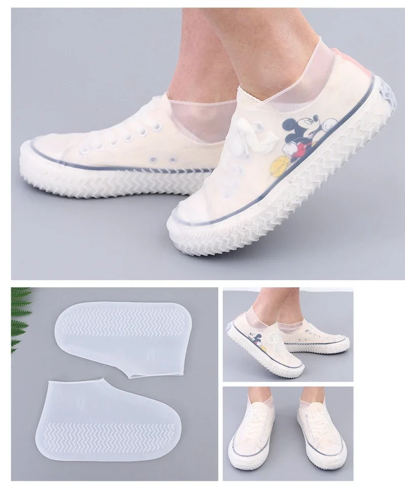 Wasserdichte Silikon-Überschuhe, wiederverwendbare Regenschuhüberzüge, Unisex-Schuhschutz, rutschfeste Regenstiefelpolster für regnerischen Tage, 1 Paar – Detail 6