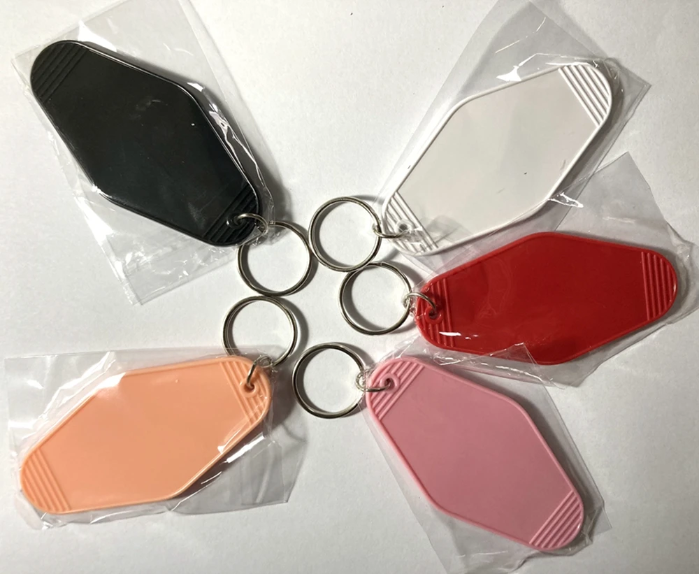 50pcsDIYBlankPlasticsHotelMotelMovieKeyChainsTagPendantKeychainKeyringMailBox