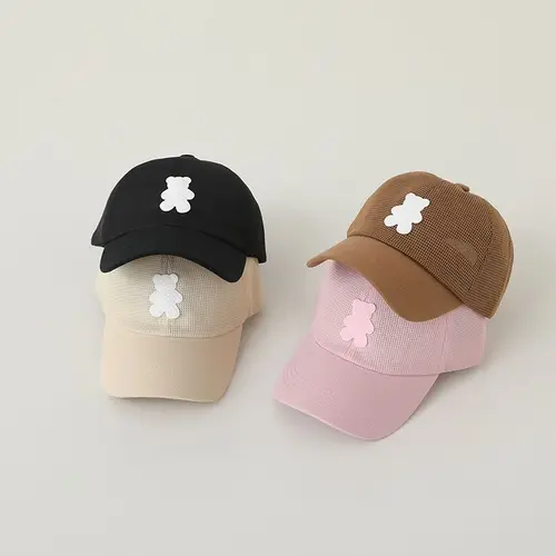 여름 아기 야구 모자, 귀여운 곰 아이 피크 캡, 소년 소녀 단색 조절 가능, 어린이 태양 모자 Gorras 기자 2