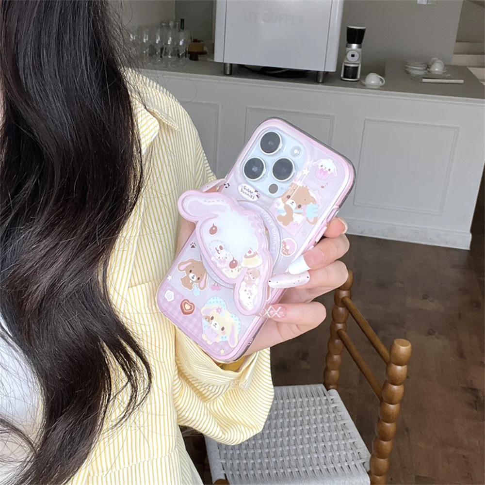 أرنب حلوى كرتوني مضحك مع حافظة هاتف بحامل مغناطيسي...