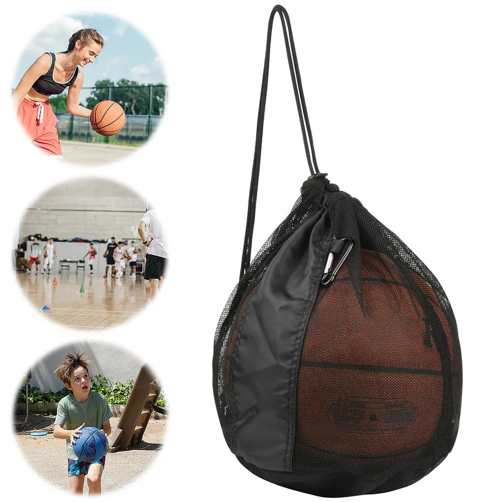 Mesh Carry Bag Sport Game Ball Storage Bag Drawstring Sling Back Basketball for Carrying Volleyball Soccer Football