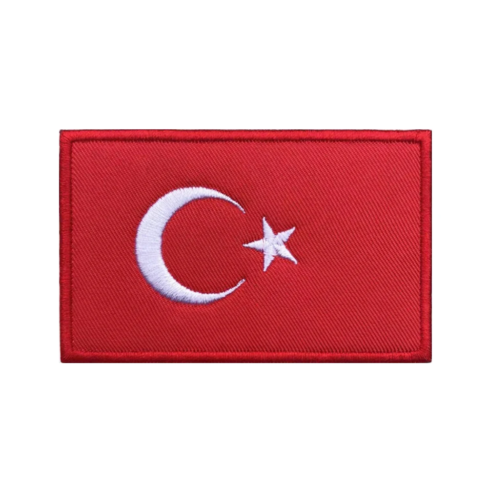 1PCTurkishFlagTurkeyArmbandEmbroideredPatchHookLoopOrIronOn