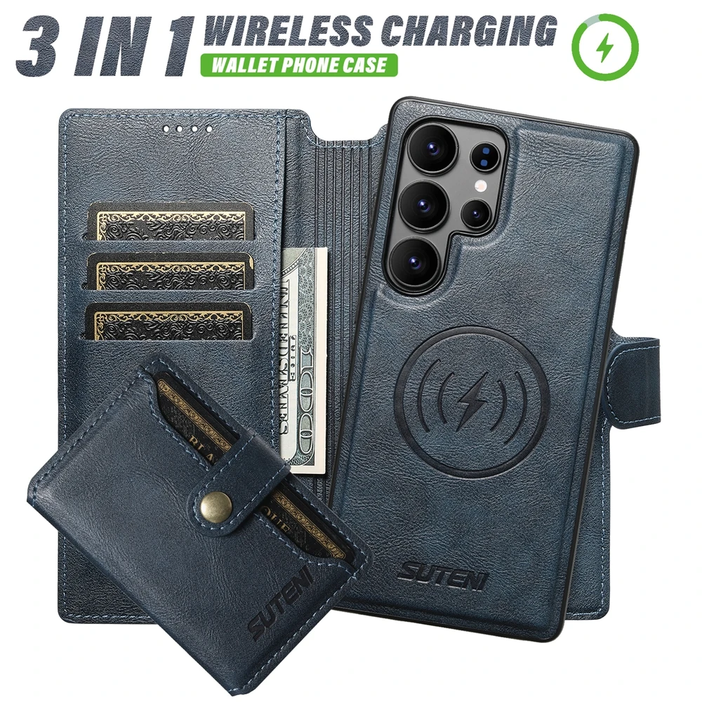 Premium 3-in-1 Flip Wallet Leather Phone Case with Card Holder and Magnetic Closure