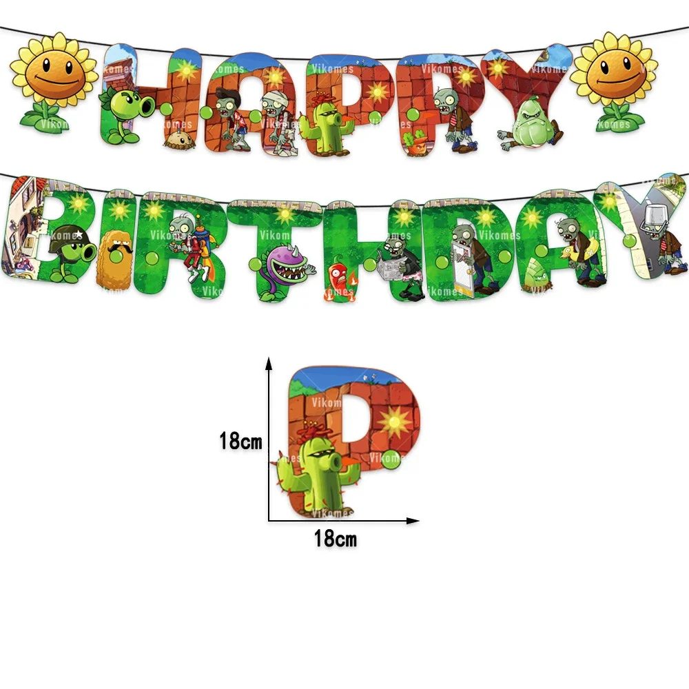 thumbnail image 1 of Juego de globos de látex con temática de mineros y zombis, decoración para tartas de PVZ, suministros para fiestas, pancartas de feliz cumpleaños, juguetes para niños, 1 of 5