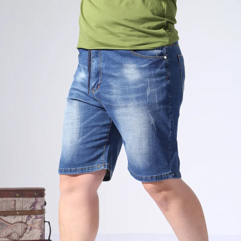 Plus Szie 9XL Denim Shorts Men Summer Elastic Waist Jeans Shorts Baggy Cargo Fashion Streetwear Short Pants Male Big Size denim shorts summer jeans shorts
