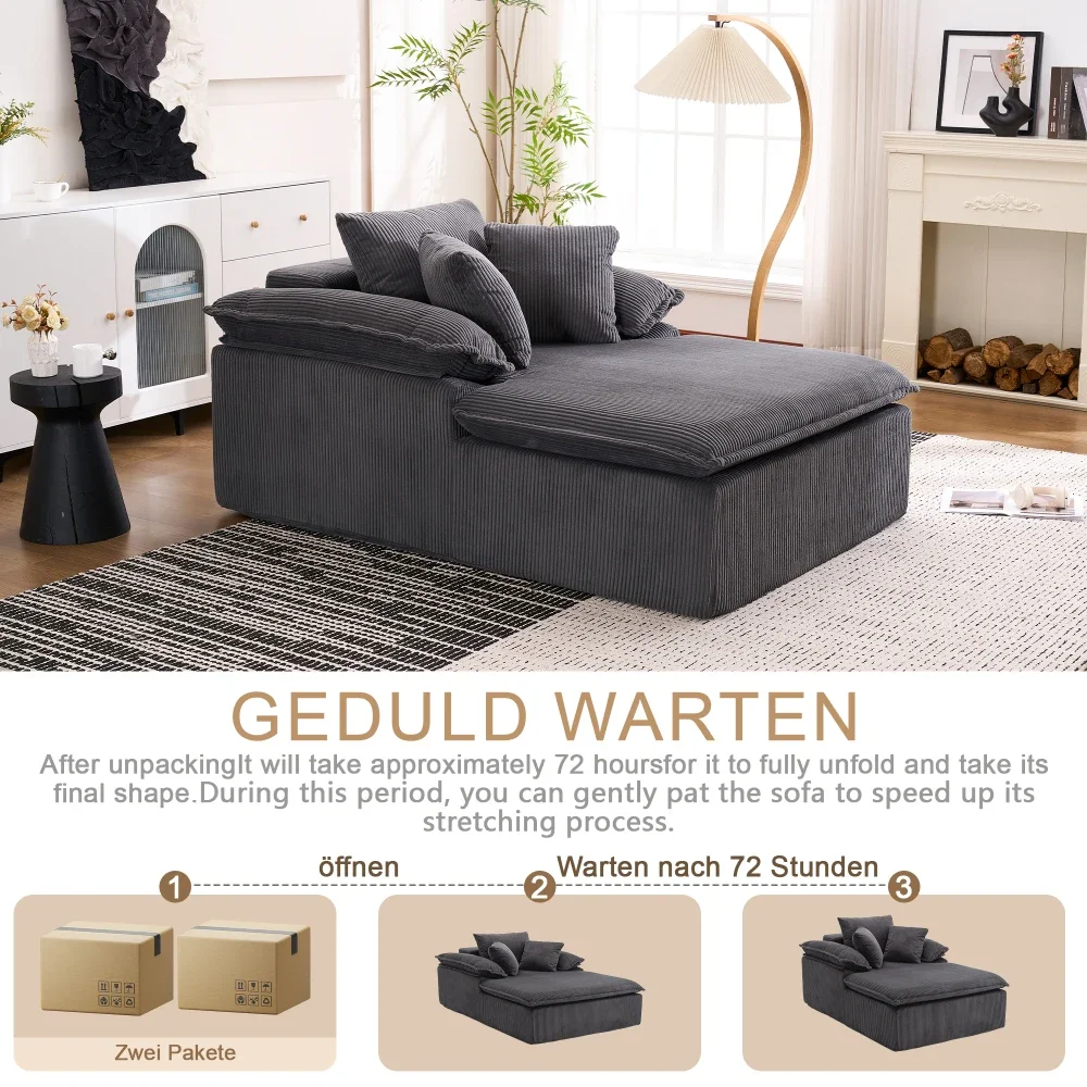 Modernes, bequemes Lese-Liegesofa mit breiten Armlehnen, keine Montage erforderlich, Sitzmöbel für das Wohnzimmer im Innenbereich – Detail 26