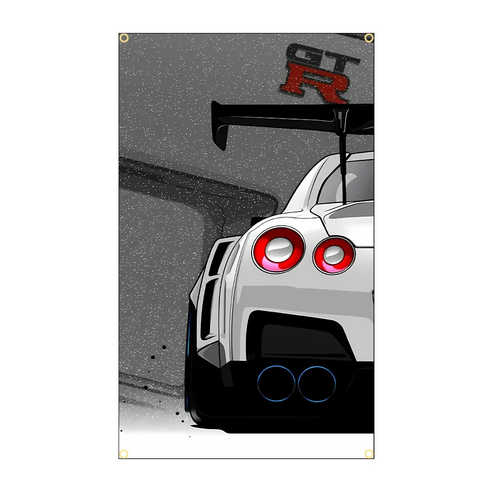 thumbnail image 1 of Bandera de coche JDM de poliéster con estampado de carreras, 90 x 150 cm, 3 x 5 pies, para decoración, 1 of 5