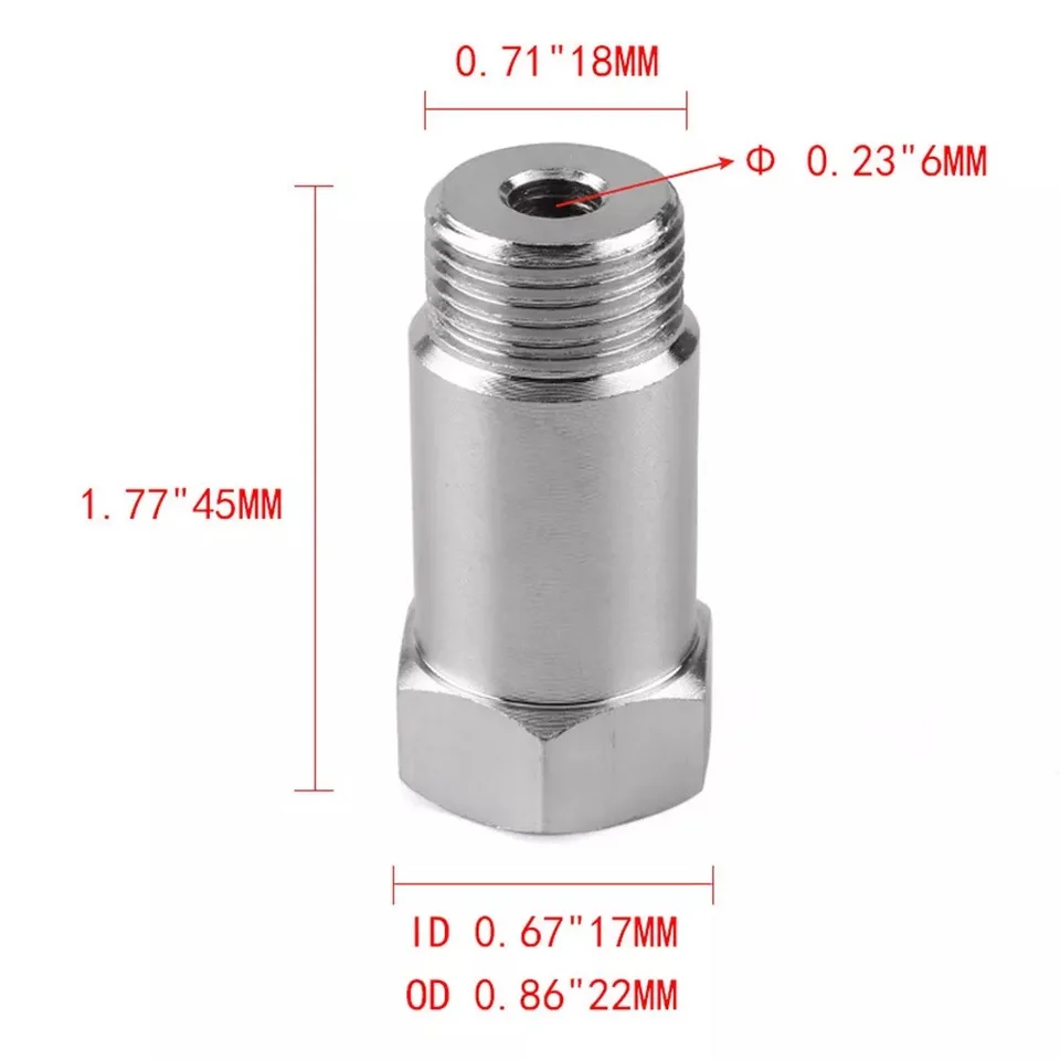 Auto parts M18 * 1.5 sensor adapter connector 45mm Stainless steel adapter Auto parts interchangeable connector adjustable