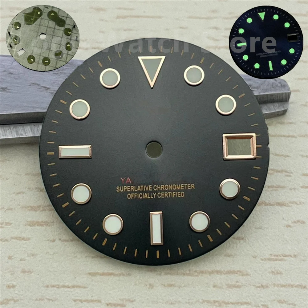 

NH35A Dial Fit NH35 Movement Water Ghost Dial Green Luminous NH36 Blue Luminous Nail SUB Mechanical Watch Accessory Skx007/009