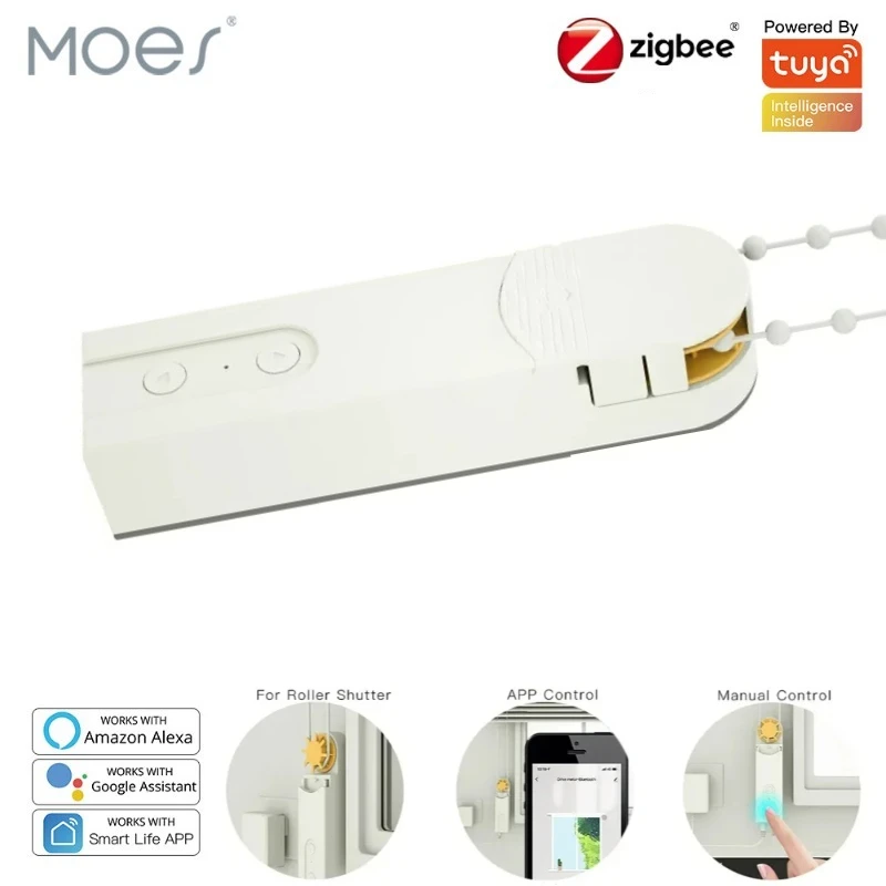 มอเตอร์ม่านม้วนอัตโนมัติ MOES ZigBee3.0 DIY แบบเชื่อมต่อบลูทูธ ควบคุมผ่านแอป Tuya Smart รองรับการสั่งงานด้วยเสียงผ่าน Alexa และ Google 1