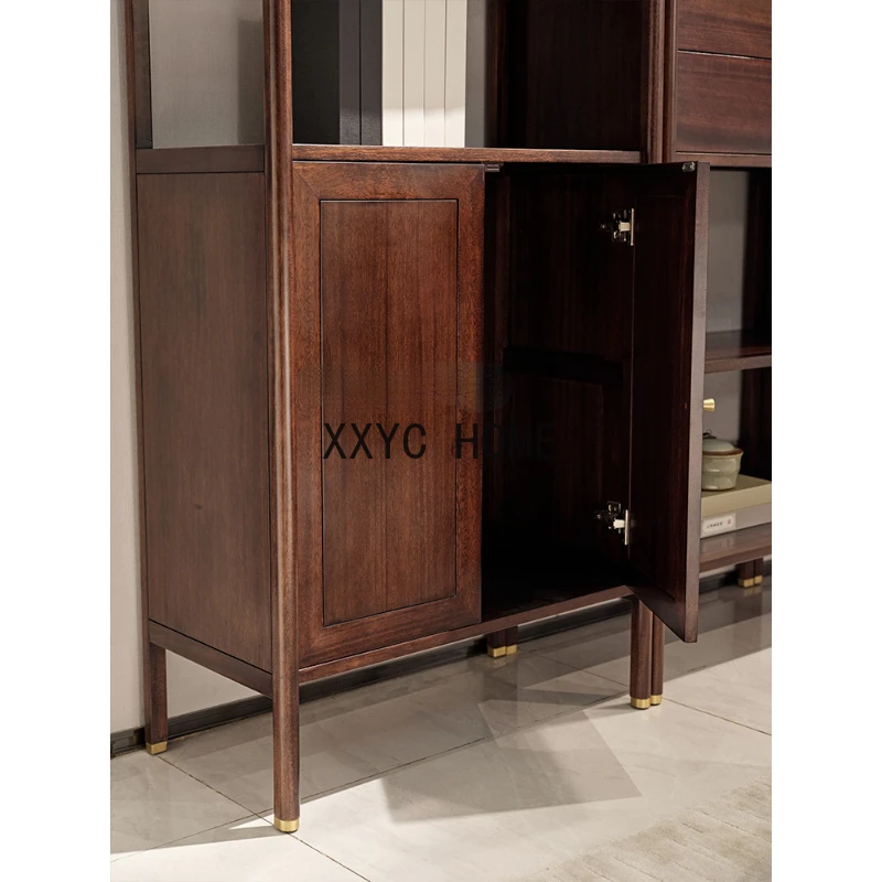 

Новинка, книжная полка из черного дерева в китайском стиле, роскошная полка из массива дерева для кабинета, полка для гостиной, шкаф для хранения мебели